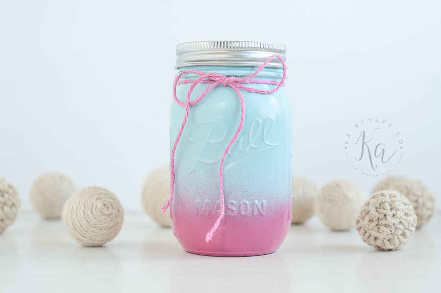 Pink and aqua mason jar. Ombre.