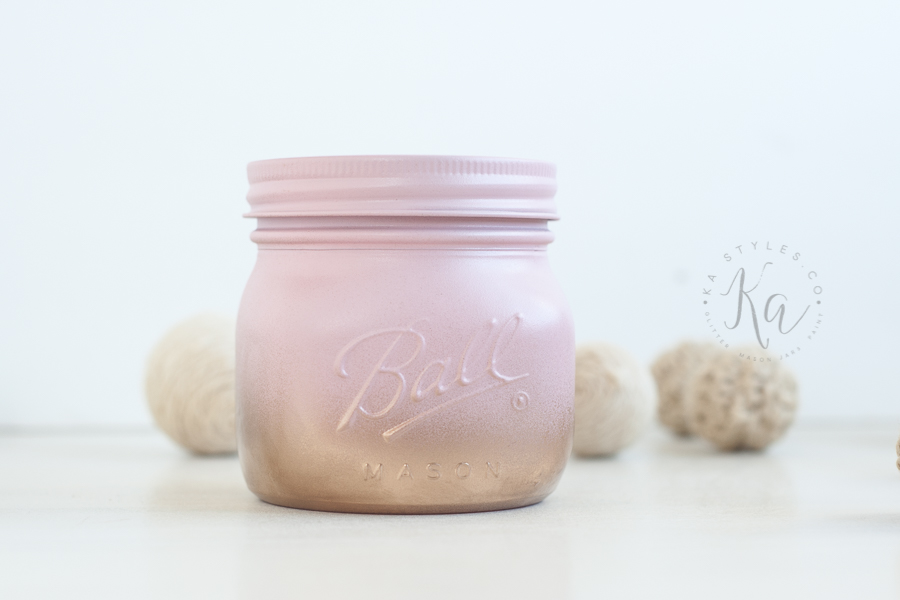 Blush gold and pink mason jars.