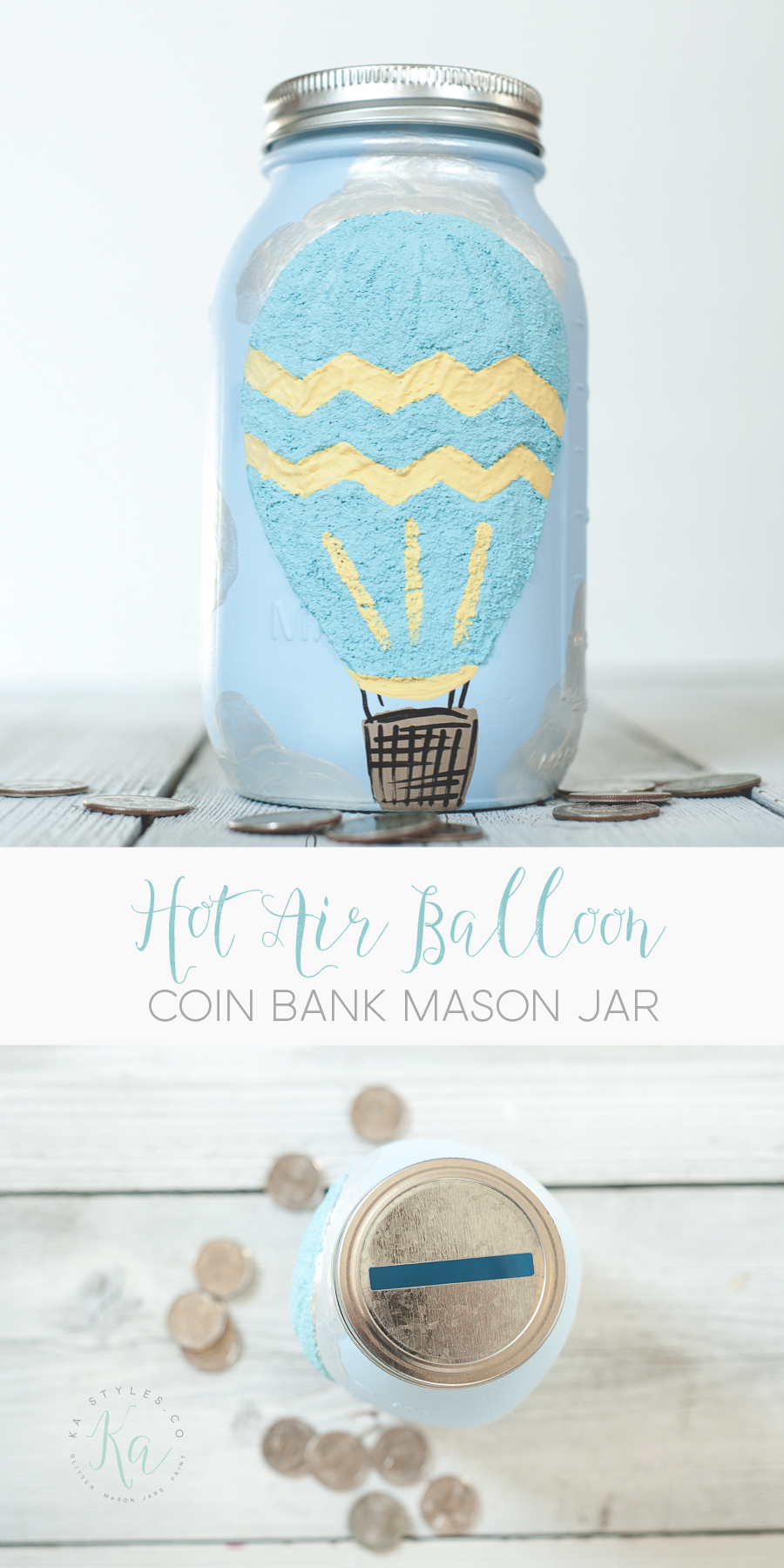 DIY Hot air balloon mason jar coin bank.