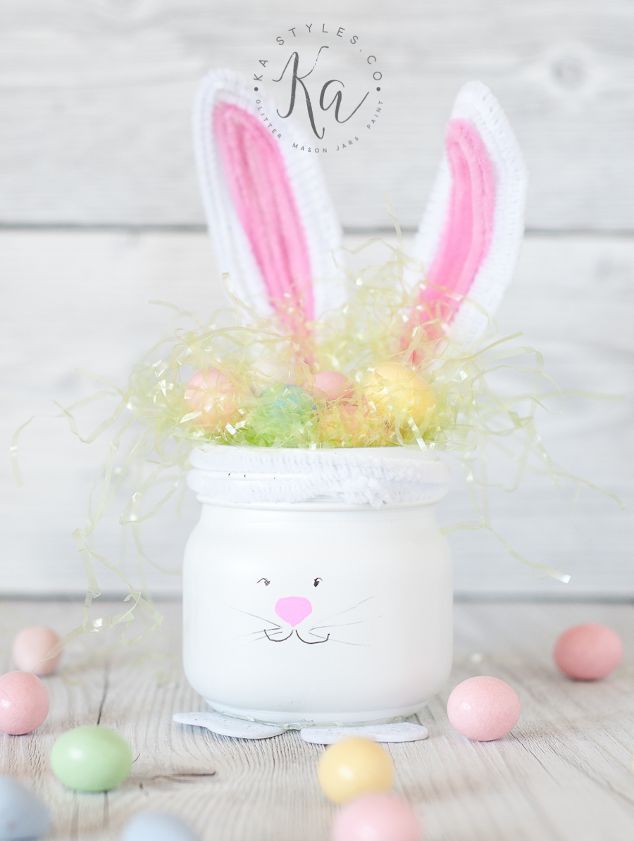 Easter bunny mason jar decor.