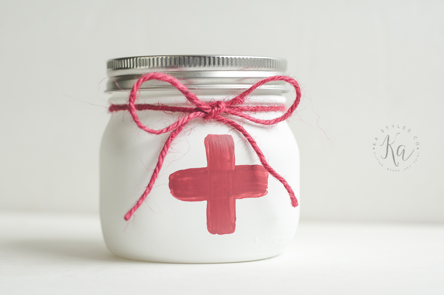 Medical Dr or Nurse mason jar. Using Krylon Chalky Finish spray paint. Perfect for pens or other office goodies.