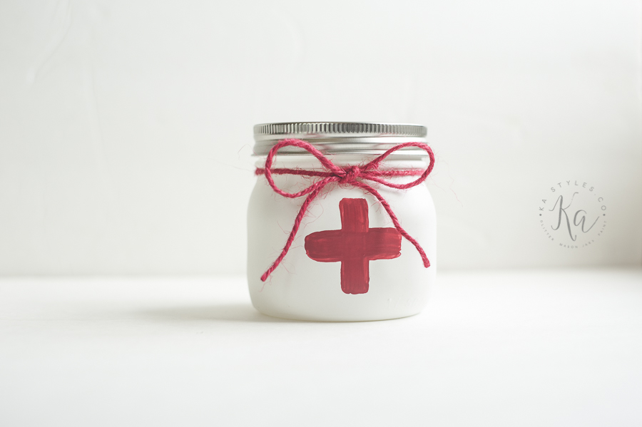 Medical Dr or Nurse mason jar. Using Krylon Chalky Finish spray paint. Perfect for pens or other office goodies.