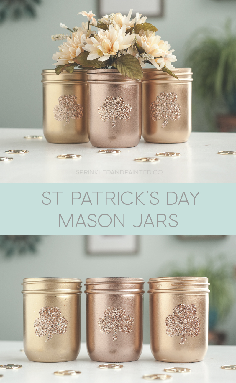 St Patrick's Day shades of gold decor vases.