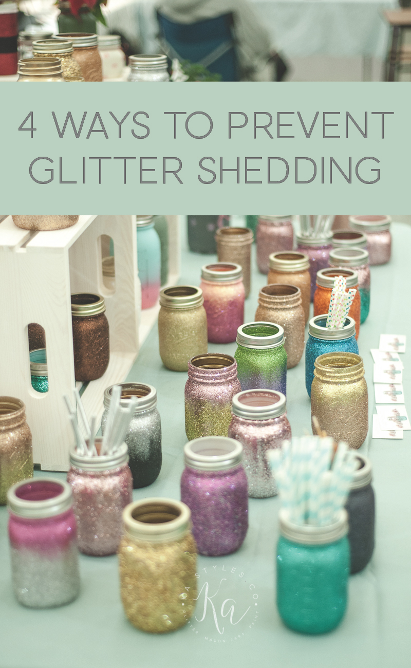 Ways to prevent glitter shedding on crafts projects.