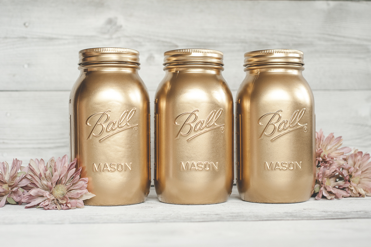 gold painted mason jars