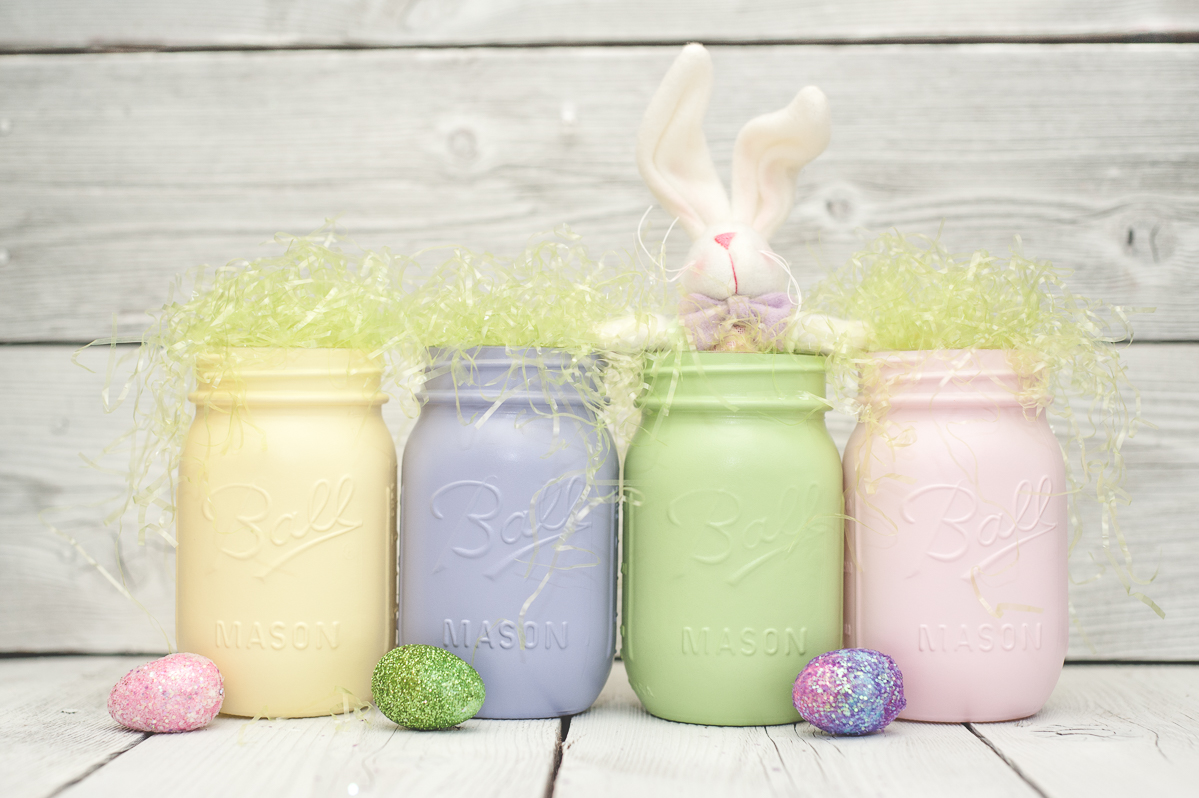 Pastel Easter painted mason jars-3
