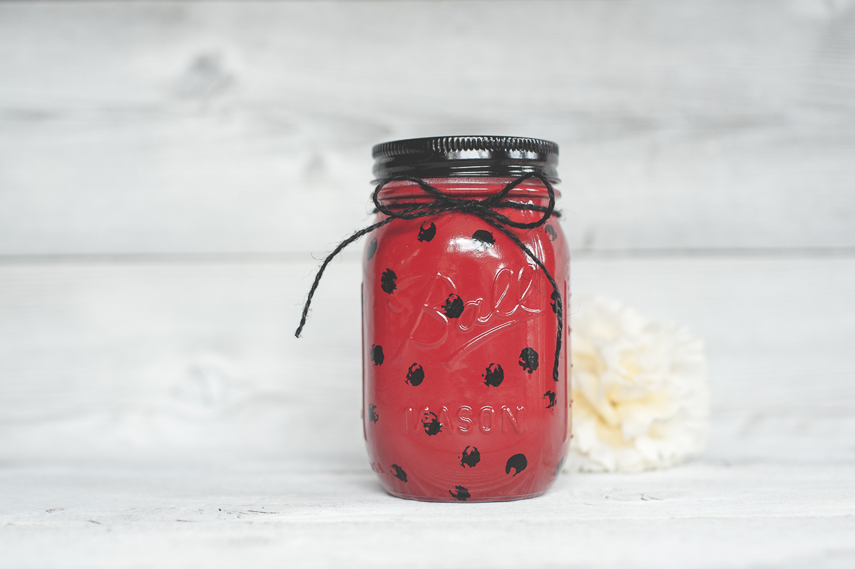 Ladybug mason jars