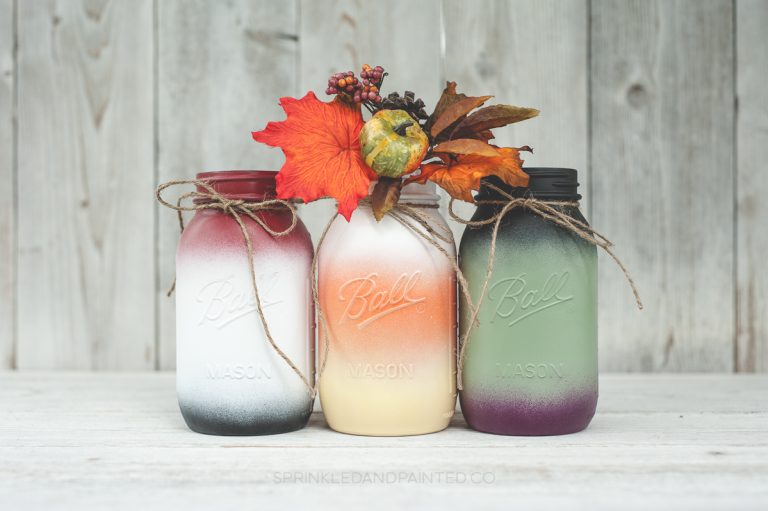 Ombre Mason Jar Round Up Sprinkled and Painted at KA Styles.co