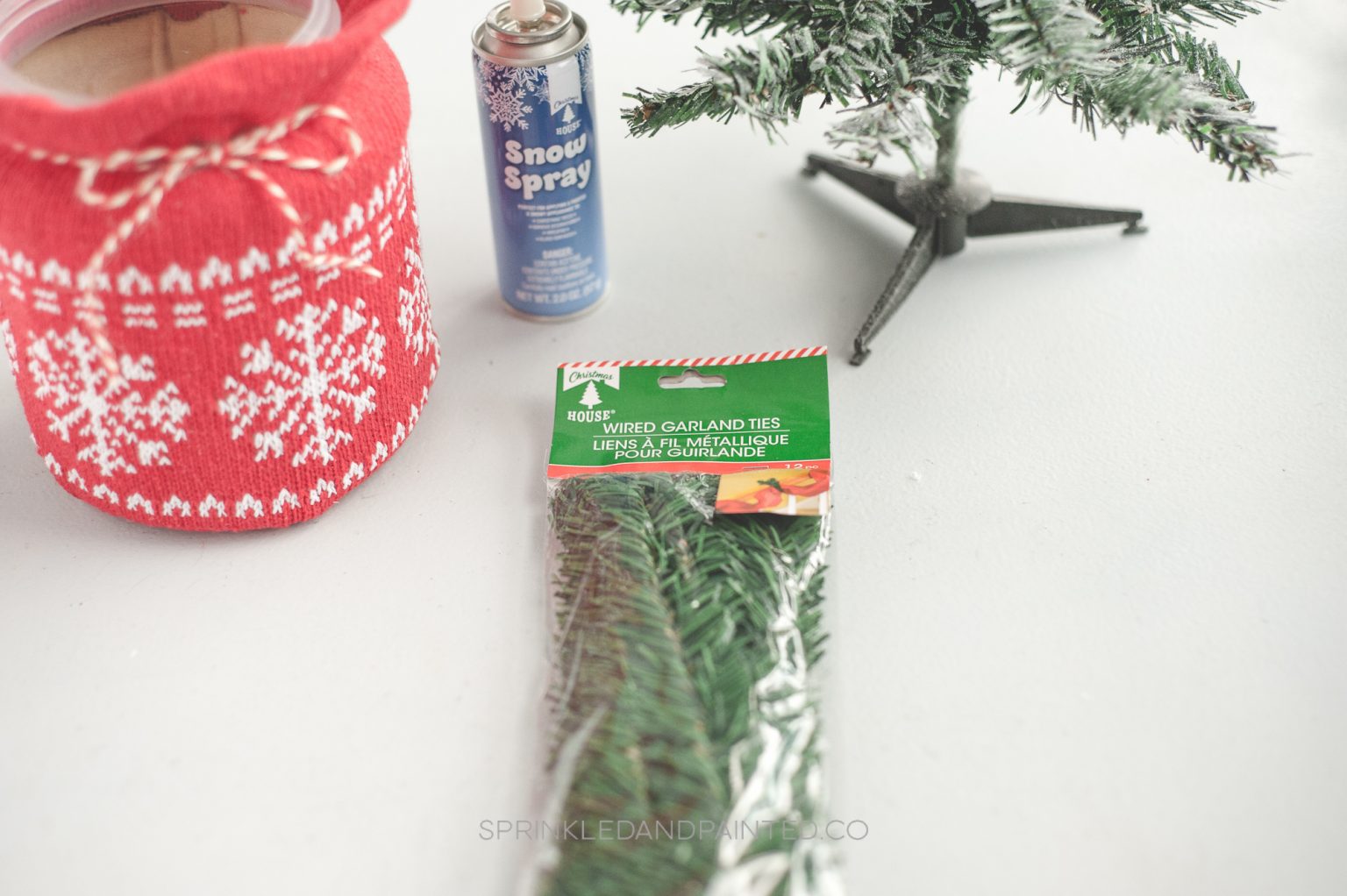 Two DIY Christmas Trees Dollar Tree Sprinkled and Painted at KA