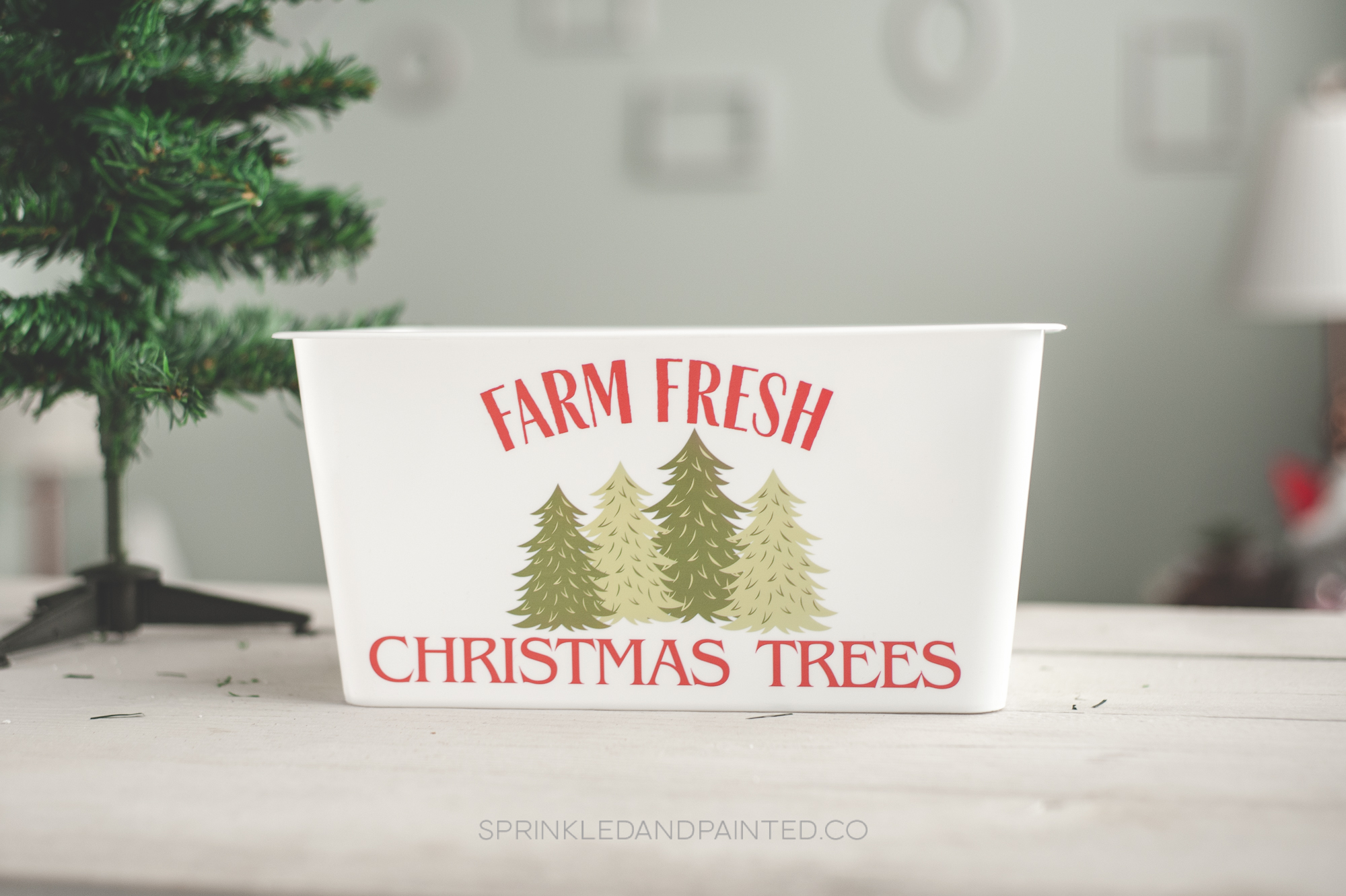 Two DIY Christmas Trees Dollar Tree Sprinkled and Painted at KA