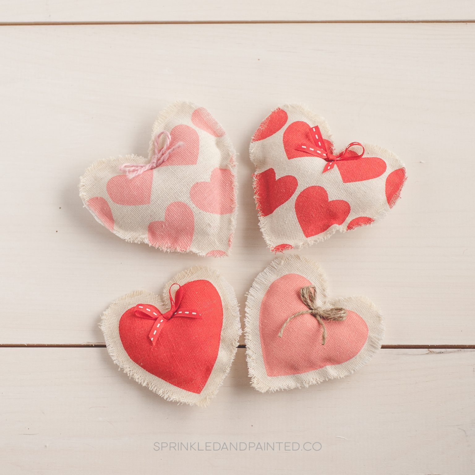 DIY Mini Heart Pillow Decor Sprinkled and Painted at KA Styles.co